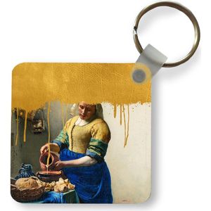 Sleutelhanger - Uitdeelcadeautjes - Melkmeisje - Goud - Vermeer - Plastic