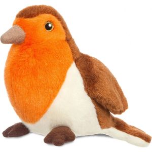 Pluche roodborstje vogel knuffel 20 cm - Roodborstjes dieren knuffels - Speelgoed voor peuters/kinderen
