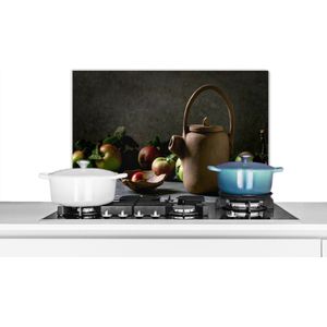 Spatscherm keuken 70x50 cm - Kookplaat achterwand Theepot - Thee - Stilleven - Muurbeschermer - Spatwand fornuis - Hoogwaardig aluminium