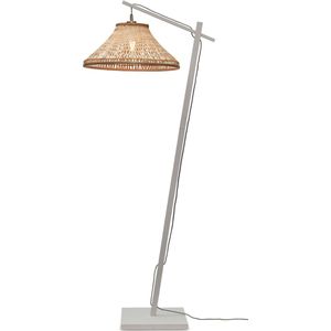 GOOD&MOJO Vloerlamp Tahiti - Bamboe Wit/Naturel - 65x45x150cm - Modern - Staande lamp voor Woonkamer - Slaapkamer