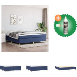 vidaXL Boxspring met matras stof blauw 200x200 cm - Bed - Inclusief Reiniger