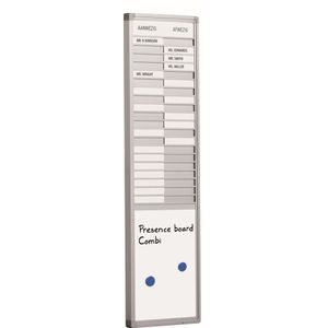 Aanwezigheidsbord 20 personen - RVS - Afwezigheidsbord - Sliders - Presentatiebord - 88x24cm