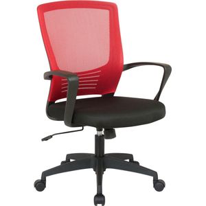 Bureaustoel - Bureaustoel voor volwassenen - Design - Ergonomisch - Gaas - Rood/zwart - 58x53x101 cm