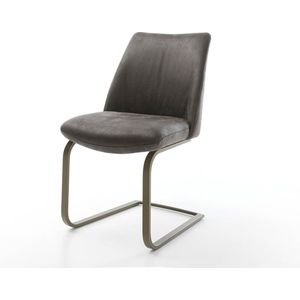 Sledestoel Elso-Flex sledemodel vlak afwerking met titanium microvelours antraciet vintage pocketveer kern