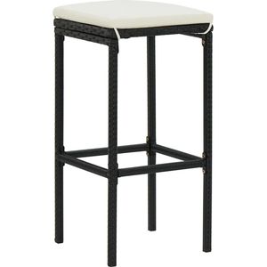 vidaXL Barkrukken met kussens - Set van 2 - Zwart Barstoelen - Barkrukken - Bistro Stoelen - Eetkamerstoelen - Outdoor Meubilair