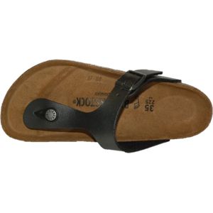 Birkenstock Gizeh Dames Slippers Metallic Black Regular-fit |  Zwart | Imitatieleer | Maat 35