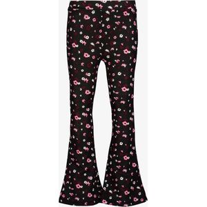 TwoDay flared meisjes broek met bloemenprint - Zwart - Maat 98/104