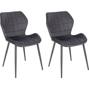 Rootz Velvet Eetkamerstoel - Comfortabele stoel - Stijlvolle zitting - Pluche fluweel - Stevig metalen frame - Eenvoudige montage - 47 cm x 79,5 cm x 54 cm