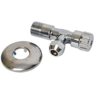 Sanivesk hoekstopkraan met rozet metaal 1/2""x10mm