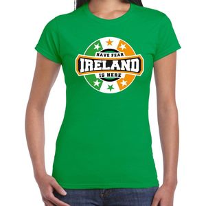 Have fear Ireland is here t-shirt met sterren embleem in de kleuren van de Ierse vlag - groen - dames - Ierland supporter / Iers elftal fan shirt / EK / WK / kleding L