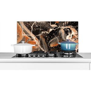 Spatscherm keuken 80x40 cm - Kookplaat achterwand Acrylverf - Patronen - Rood - Muurbeschermer - Spatwand fornuis - Hoogwaardig aluminium
