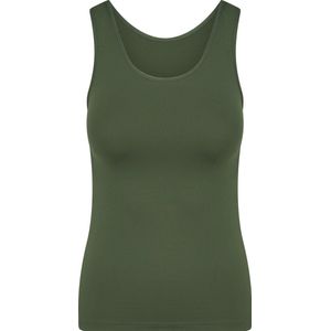 RJ Bodywear Pure Color dames top (1-pack) - hemdje met brede banden - donkergroen - Maat: L