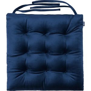 Fluwelen stoelkussen, voor binnen, keuken, eetkamer, antislip, getuft zitkussen, zacht, ademend, luxe kussen met veilige banden, duurzaam en comfortabel stoelkussen (Pacific, 1)