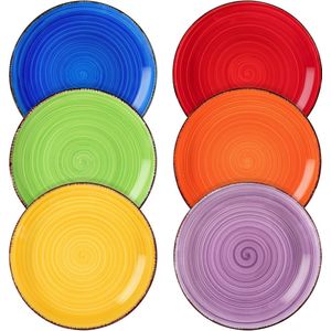 6-delige set aardewerk platte borden, Ø 18,8 cm, pastaborden, dessertbordenset