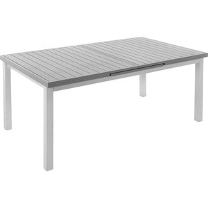 NATERIAL - Tuintafel uitschuifbaar LAS VEGAS - Uitschuifbare tafel voor 6 tot 8 personen - 180/240x100cm - Eettafel - aluminium - lichtgrijs