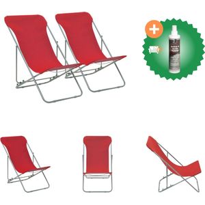 vidaXL Strandstoelen inklapbaar 2 st staal en oxford stof rood Tuinstoel Inclusief Reiniger