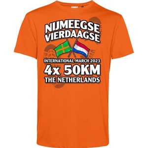 T-shirt Vierdaagse 4x 50 km | Vierdaagse shirt | Wandelvierdaagse Nijmegen | Roze woensdag | Oranje | maat 5XL