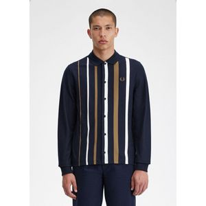 Fred Perry Gradient stripe ls polo shirt - navy