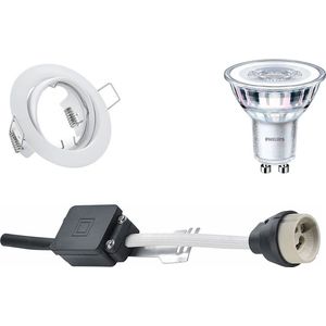 LED Spot Set - GU10 Fitting - Inbouw Rond - Mat Wit - Kantelbaar Ø83mm - Philips - CorePro 827 36D - 4.6W - Warm Wit 2700K