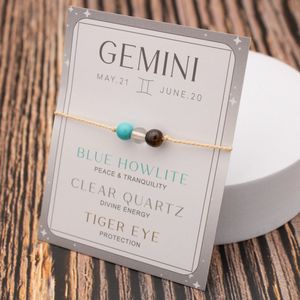 Bixorp Tweeling / Gemini Sterrenbeeld Armband - Cadeau Armbandje met Edelstenen Kralen - Howliet, Bergkristal & Tijgeroog