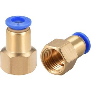 Allecto Plus - 2 stuks rechte pneumatische quick connect fittingen PT1/4 Vrouwelijke x 6mm - Luchtpijpfittingen Push in Quick Fitting Adapter met rechte push fit connectoren
