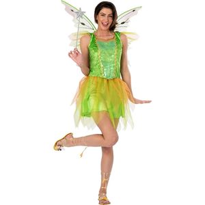 Funny Fashion - Tinkerbell Kostuum - Elf Eliane - Vrouw - Groen - Maat 32-34 - Carnavalskleding - Verkleedkleding