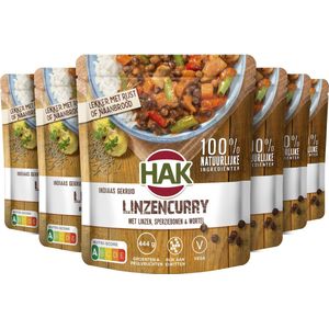 HAK Stazak Linzencurry - Doos 6x550 gram - Maaltijdoplossing - Bron van Proteïne / Eiwit - Vegan - Vega - Plantaardig - Lekker met Rijst - Gemaksgroenten - Groenteconserven