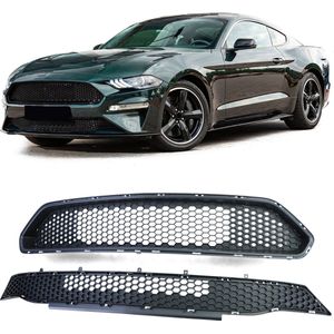 Ford Mustang Coupe Cabrio Facelift 2017 t/m 2022 Honingraat Sport Grill Zwart Zonder Embleem