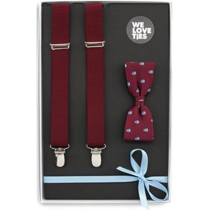 We Love Ties - Giftset bretels Skull Dandy bordeauxrood - bordeauxrood / lichtblauw