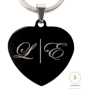 Gepersonaliseerde Titanium sleutelhanger hart met letters en tekst graveren - Cadeau Liefde - Moederdag cadeautje voor mama