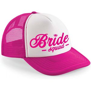 Bellatio Decorations snapback/cap voor dames - roze/wit - Bride Squad - vrijgezellenfeest petjes