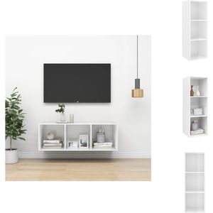 vidaXL TV-meubel - televisiewandmeubel - hoogglans wit - 37 x 37 x 107 cm - spaanplaat - Kast