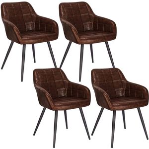 Rootz Set van 4 eetkamerstoelen - Comfortabele zitplaatsen - Stijlvol meubilair - Gewatteerd kunstleer - Duurzaam metalen frame - Antislip - 49 cm x 43 cm x 81 cm