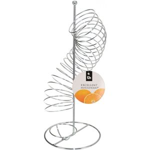 IJzeren fruit/sinaasappel rek chroom spiraal 21 x 20 cm - Fruitschalen/fruitmanden