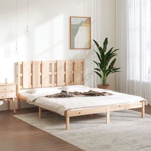 The Living Store Bedframe massief grenenhout 160x200 cm - Houten Bed Frame - Tweepersoons Bed - Grenenhout Bed - Modern Bed - Bed Frame Bruin