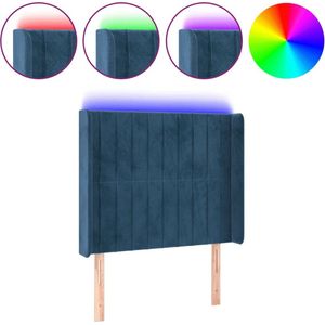 vidaXL - Hoofdbord - LED - 103x16x118/128 - cm - fluweel - donkerblauw