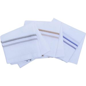 6-delige heren witte 15 inch volledige gezichtsbedekking katoenen zakdoek gestreept comfortabel voor lange uren - Pack van 6