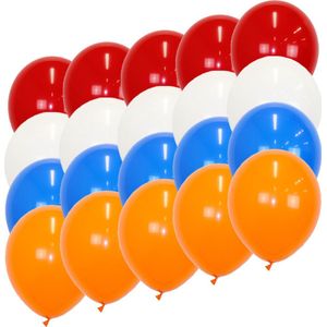 Oranje Versiering Ballonnen Oranje Rode Witte Blauwe EK Koningsdag WK 100 Stuks Feestversiering Verjaardag Ballon