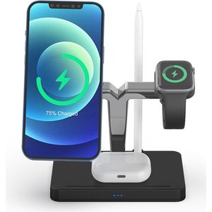 Draadloze lader, 4 in 1 Snellaadstation Compatibel Iwatch en AirPods & Apple Pencil, iPhone 14/13/12/11 serie (Pro & Pro Max)/X/XS/XS/8, Android -telefoon