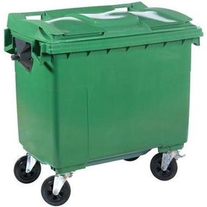 Afval container op 4 zwenkwielen - 660 l groen