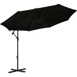 VidaXL Zweefparasol LED-verlichting Stalen Paal 300cm Zwart