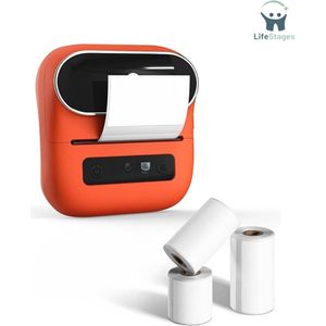 LifeStages - Labelmaker - Bluetooth Thermische Label Maker Machine Voor Barcode - Adres - Etiketteren - Mailen - Etiketten Voor Dossiermappen - Ondersteuning Voor Telefoons & PC - Met 3 Rol Etiketten - Grijs