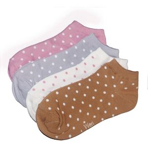 Sneakersokken - 4-Pack - 4 kleuren met stipjes - Maat 35-38