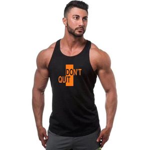 Zwarte Tanktop met “ Don't Quit / Do It “ print Oranje  Size M