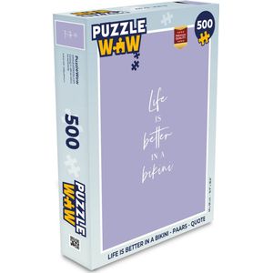 Puzzel Life is better in a bikini - Paars - Quote - Legpuzzel - Puzzel 500 stukjes