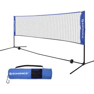 Badmintonnet, tennisnet, in hoogte verstelbaar, set bestaande uit net, stevig ijzeren frame en transporttas