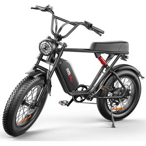 C91 Fatbike E-bike 250Watt 25 km/u Fattire 20’’ banden- 48V 15Ah accu zwart met zwarte zadel