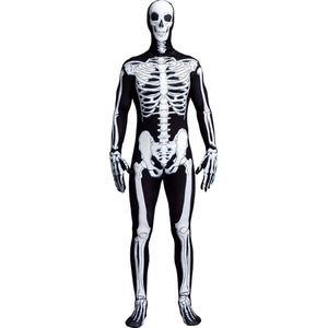 Spooktacular Creations Skelet Kostuum, Bone Bodysuit Halloween Kostuums 2e Huid voor Mannen met Skelet Hood Masker(Maat L)