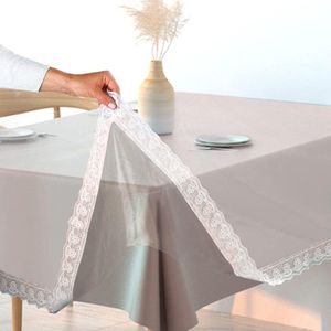 Tafelkleed, transparant, waterafstotend, 150 x 230 cm, tafelbescherming met witte punt, pvc-tafelkleedbescherming, tafelafdekking