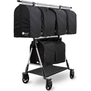 Soopl Set S - Soopl Fashion Trolley + 6 Small Bags - Professioneel kledingrek - Mobiele garderoberek - Uitschuifbaar, inklapbaar, draagbaar - Met robuuste wielen